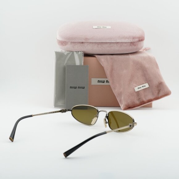 Miu Miu MUA52S 26C09Z Rectangle Sunglasses –Old Gold\\Dark Brown main image 7